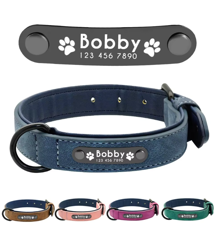 Luxury Name Tag Leather Collar