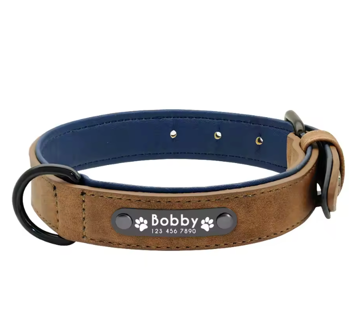 Luxury Name Tag Leather Collar