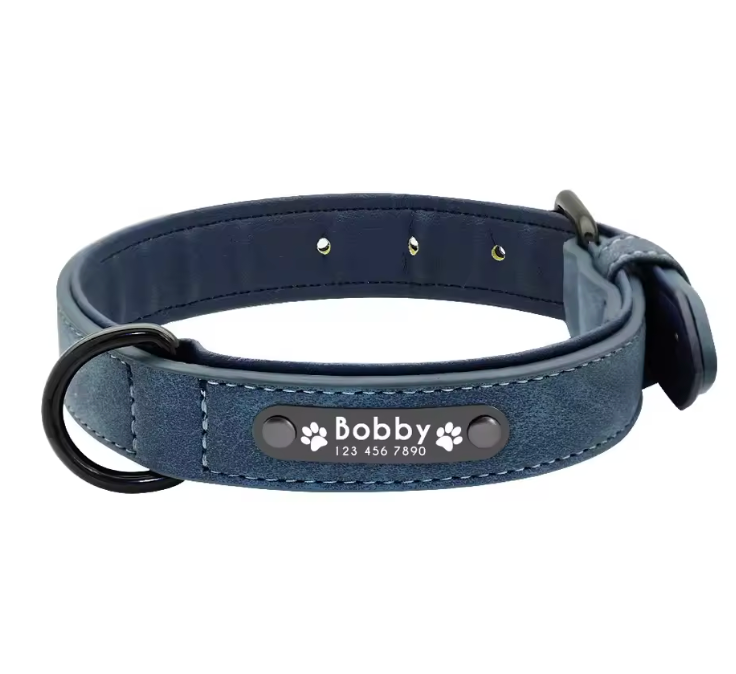 Luxury Name Tag Leather Collar