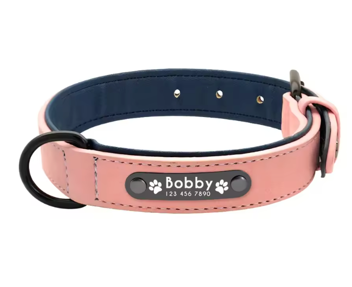 Luxury Name Tag Leather Collar