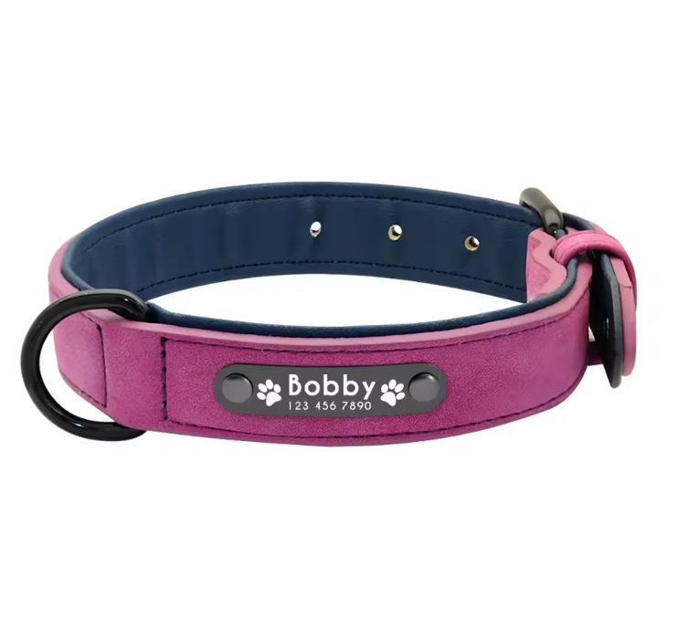 Luxury Name Tag Leather Collar
