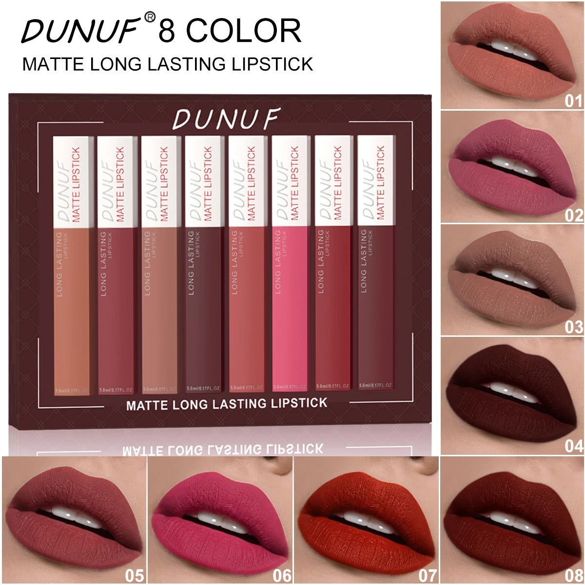 8-Color Matte Long Lasting Lipstick Set