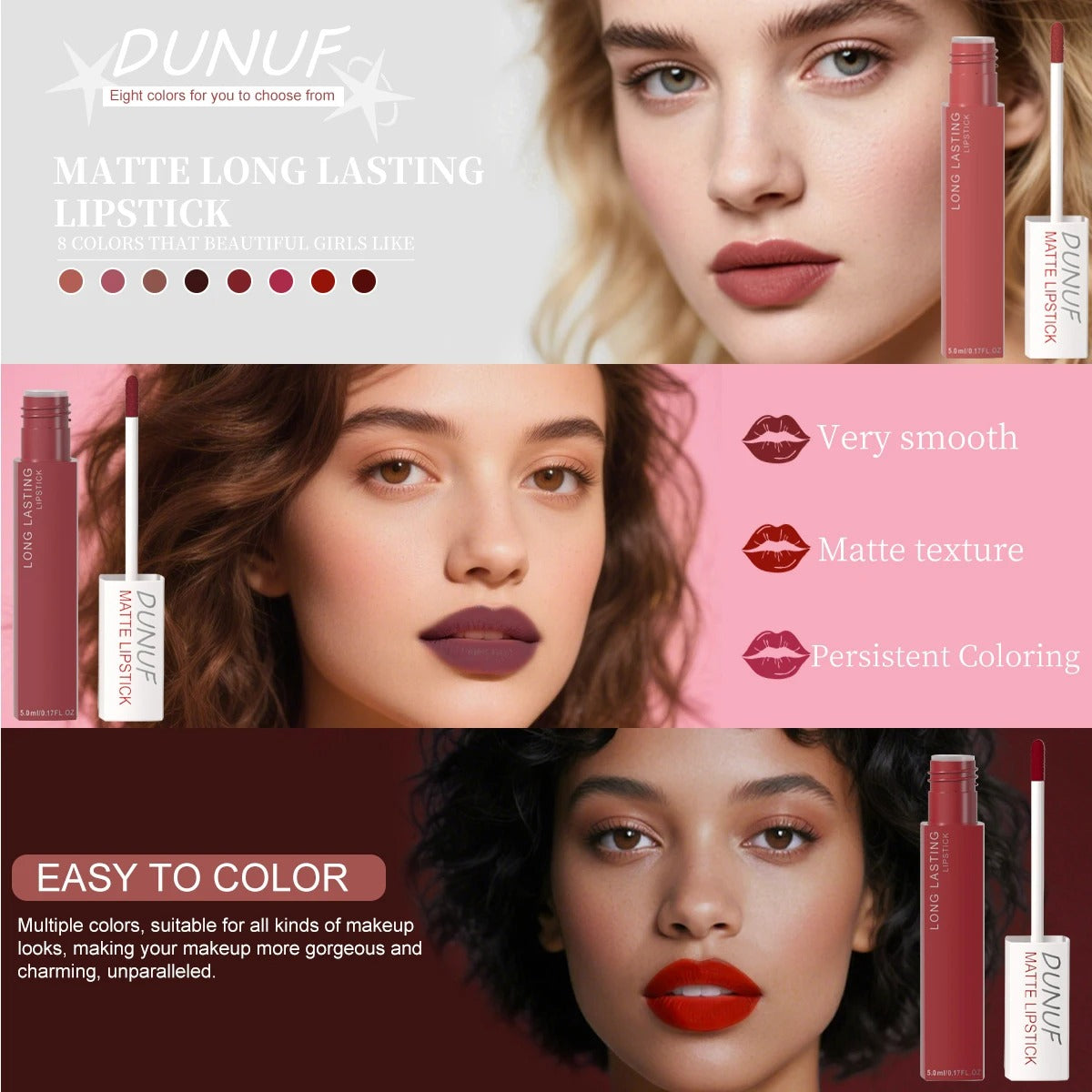 8-Color Matte Long Lasting Lipstick Set
